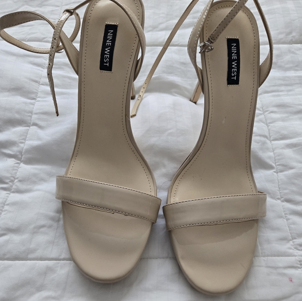Nine West Women's Cream Strappy High Heels Sandals